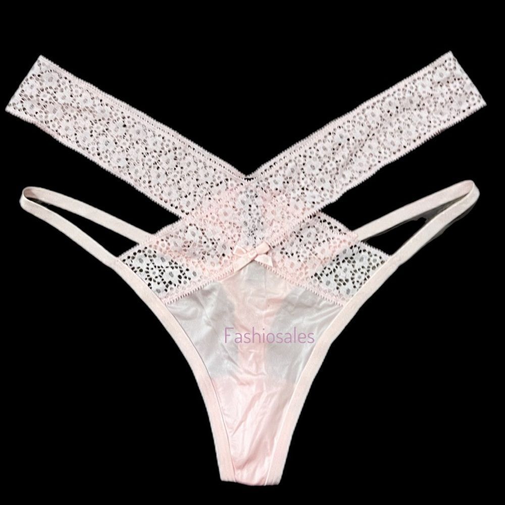 Victoria’s Secret Very Sexy Strappy Satiny & Lace thong panty Pink X-Large